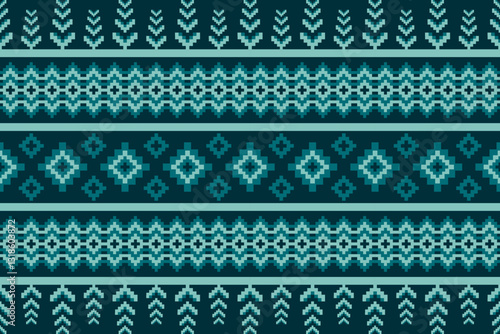 Beautiful vintage cross stitch traditional ethnic pattern.floral pixel art embroidery. Elegance background abstract Aztec beautiful seamless pattern for fabric,cloth,dress,carpet,curtain,sarong,batik.