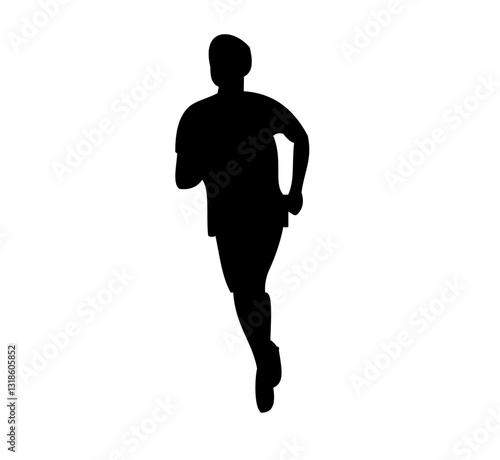 Running men and women, vector set of isolated silhouettes