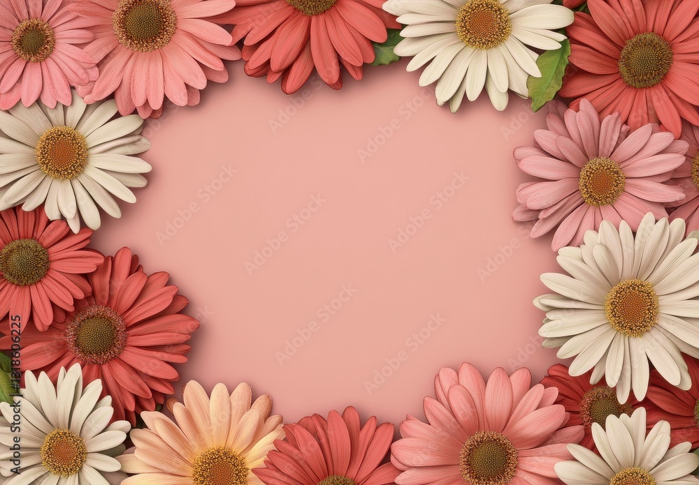 Pastel Pink and Peach Gerbera Daisy Floral Frame Pastel Pink and Peach Gerbera Daisy Floral Frame