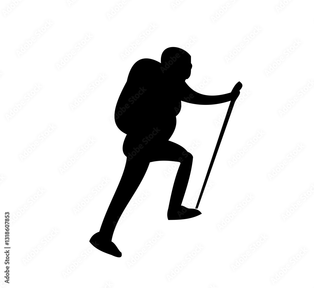 Set of vector silhouettes of mountaineers Set of vector silhouettes of mountaineers