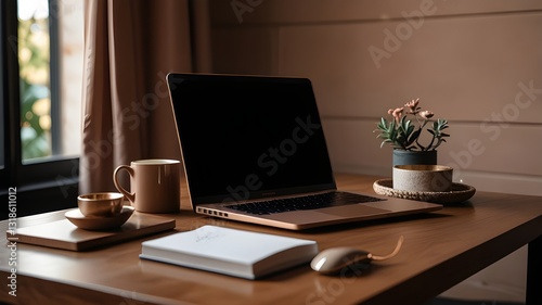 Wallpaper Mural Aesthetic laptop in Mocha Mousse on a stylish desk setup Torontodigital.ca