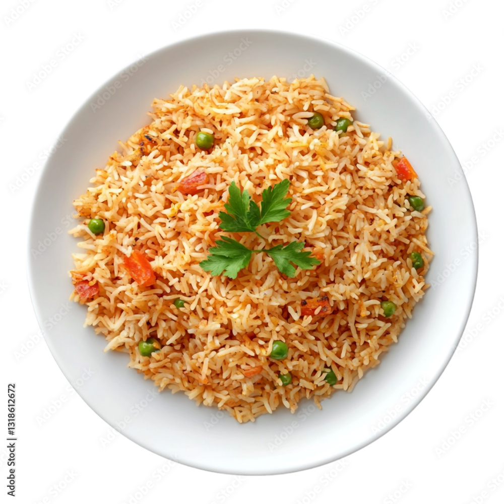 PNG Plate of Biryani against transparent background PNG Plate of Biryani against transparent background
