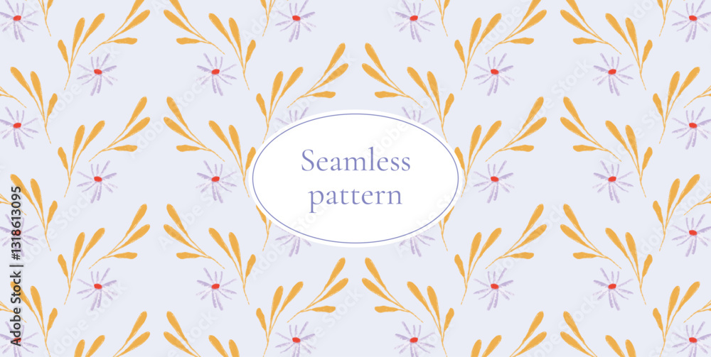 Fototapeta premium Floral seamless patterns. Vector floral design for paper, cover, fabric, interior decor and other uses. Hand-drawn botanical background with modern floral elements. Stylish elegant vector illustration