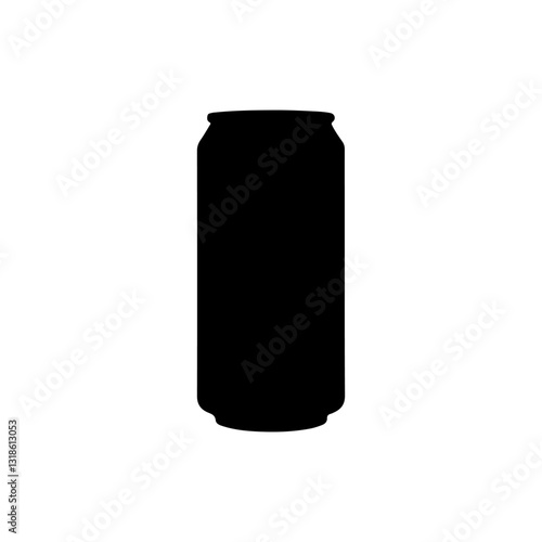 Black Can of beer silhouette vector illustration on white background