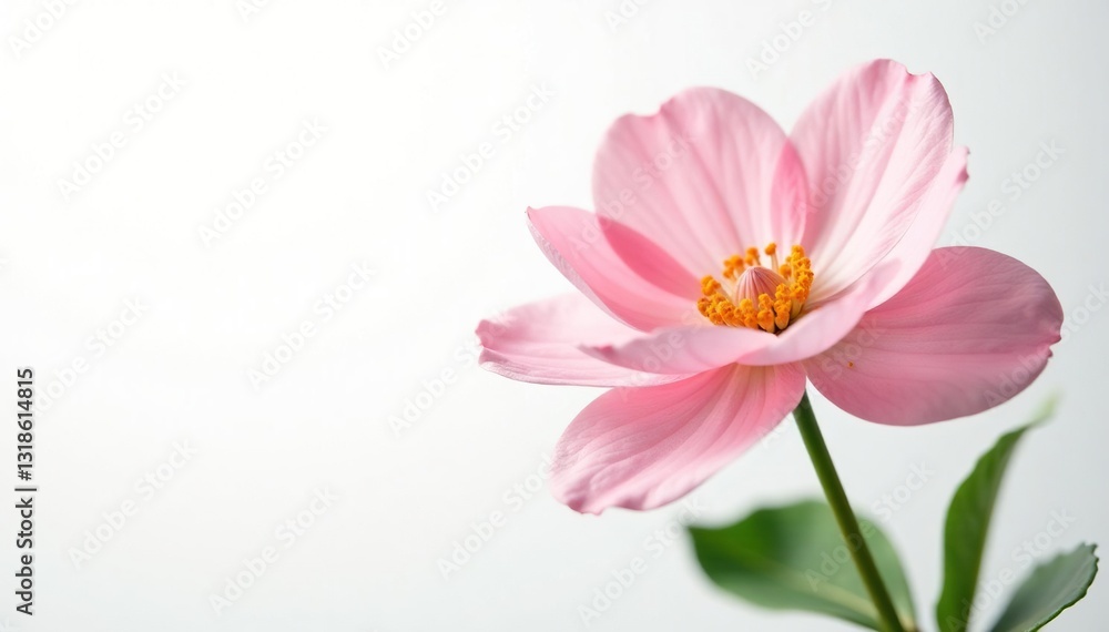 Isolated, delicate flower petals with soft colors on white background, bloom, floral, greenery Isolated, delicate flower petals with soft colors on white background, bloom, floral, greenery
