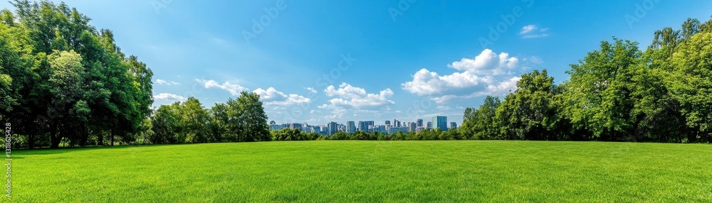 A park with a city in the background A park with a city in the background