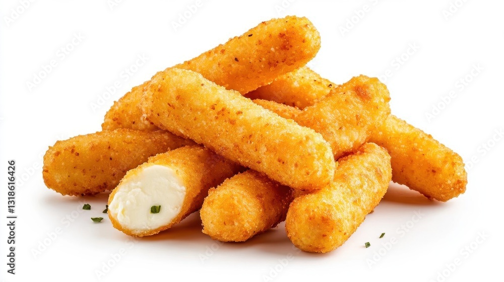 A pile of small golden mozzarella sticks on a white background, food photography, realistic, high resolution, professional photograph, highdefinition quality A pile of small golden mozzarella sticks on a white background, food photography, realistic, high resolution, professional photograph, highdefinition quality