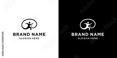 Template Desain Vektor Logo Run Brain.