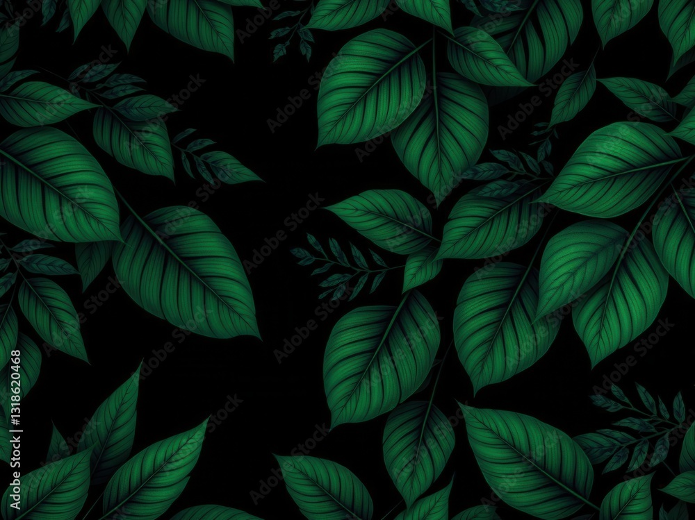 Dark Green Tropical Leaves Background Dark Green Tropical Leaves Background