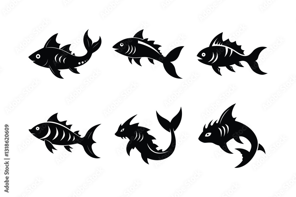Obraz premium Silver Tidehunter silhouette vector illustration
