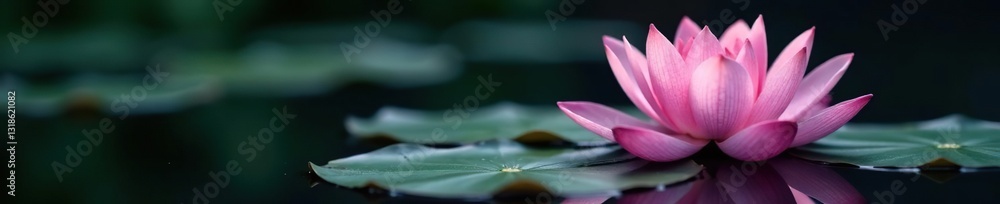 Delicate lotus flower blooms on dark water surface, flowers, bloom Delicate lotus flower blooms on dark water surface, flowers, bloom