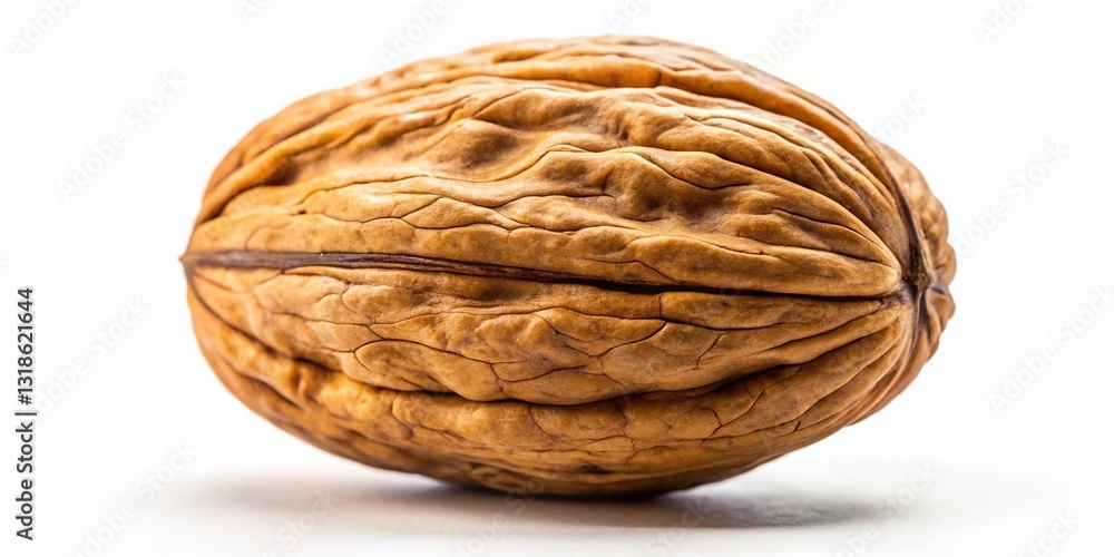 Single Walnut Isolated, Studio Shot, White Background, High-Resolution Food Photography Single Walnut Isolated, Studio Shot, White Background, High-Resolution Food Photography