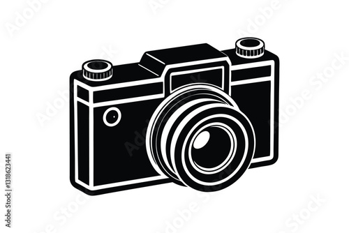 Silhouette art illustration of a vintage camera vector design.eps
