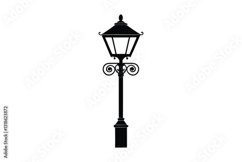 Silhouette art illustration of a vintage street lamp vector design.eps