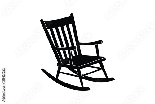 Silhouette art illustration of a wooden rocking chair vector design.eps