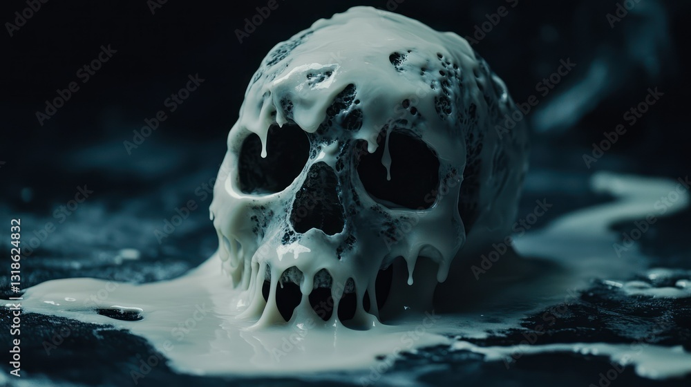 Melted Skull, Dark Studio, Horror Melted Skull, Dark Studio, Horror