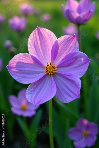 delicate green petals on a purple flower blooming in the garden, springtime blooms, purple, gardening