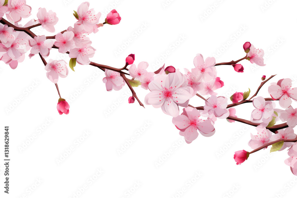 Cherry blossom flower branch on transparent background Cherry blossom flower branch on transparent background