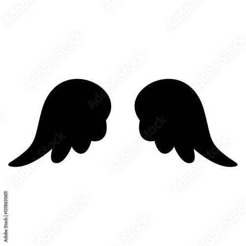 Wing icon. Black wing icon. Bird wing, angel wing element. Vector illustration