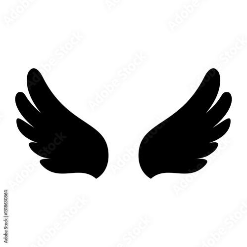 Wing icon. Black wing icon. Bird wing, angel wing element. Vector illustration