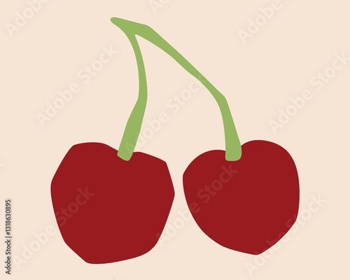 red cherry fruit simplicity vector