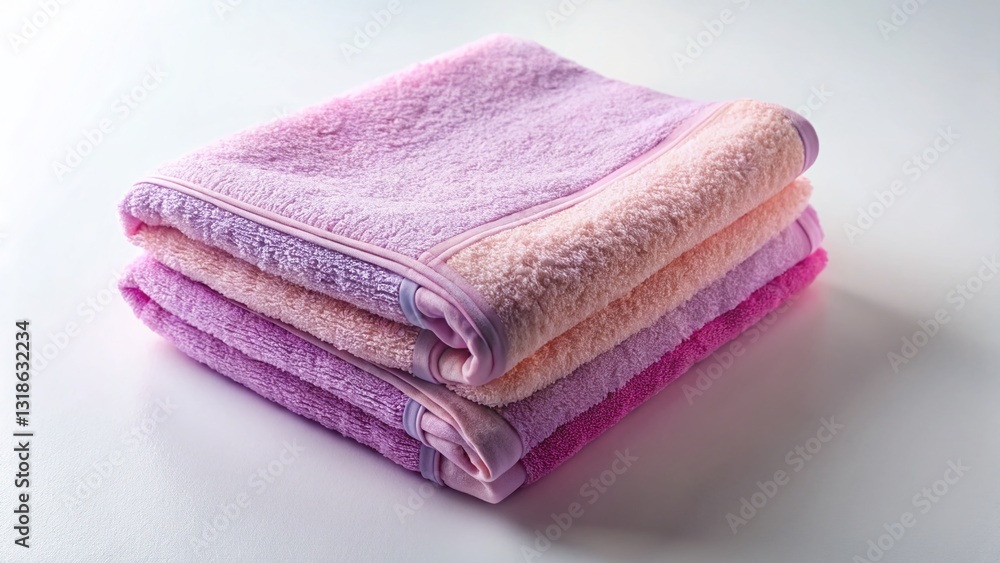 Soft Pink Lavender Towel Flat Lay, Urban Concrete Background, Sunlight Glow Soft Pink Lavender Towel Flat Lay, Urban Concrete Background, Sunlight Glow