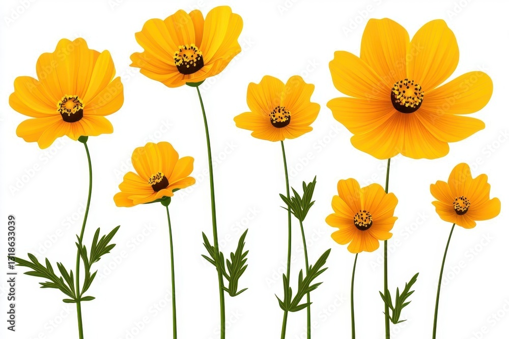 Fototapeta premium Set of yellow flowers clip art