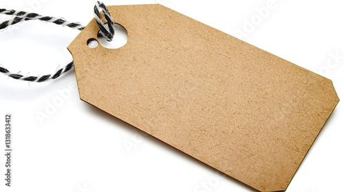 Blank Brown Craft Tag Attached with Twine for Labeling or Creative Use