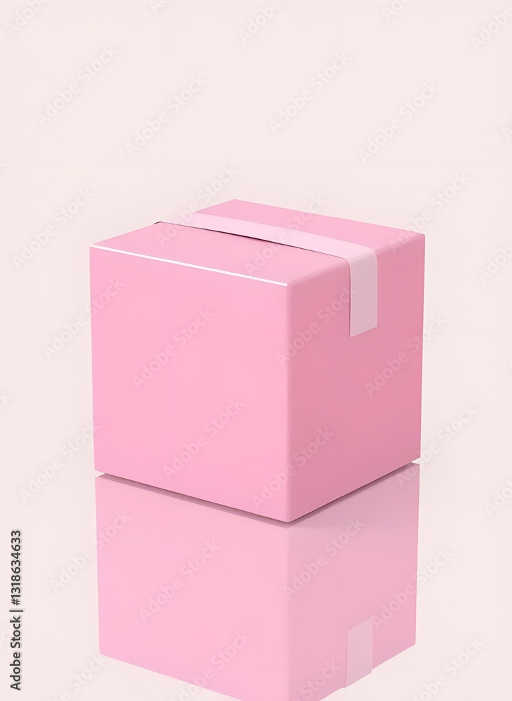 Obraz premium Cute Pink Gift Box for Merchandise and Packaging