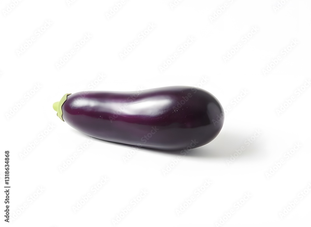 Fresh Whole Eggplant on White Background, Fresh Whole Eggplant on White Background,