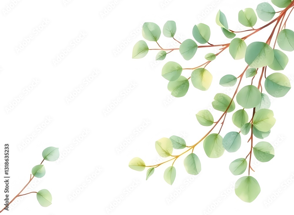 Obraz premium Elegant Eucalyptus Branches on White Background
