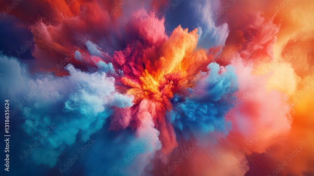 Explosion of Colors: A vibrant and dynamic burst of colors explodes outwards, creating a stunning visual spectacle with a mesmerizing display of hues and textures Explosion of Colors: A vibrant and dynamic burst of colors explodes outwards, creating a stunning visual spectacle with a mesmerizing display of hues and textures