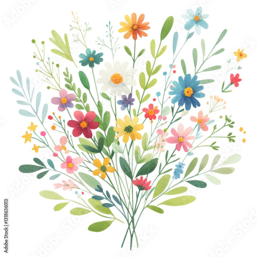 Wallpaper Mural Floral bouquet concept. A vibrant bouquet of colorful flowers with various shapes and sizes, surrounded by green leaves, creating a cheerful and inviting atmosphere. Torontodigital.ca