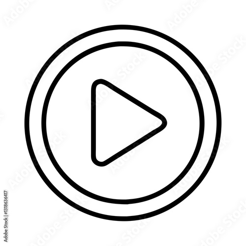 play button icon, play button line art - simple line art of play button, perfect for play button logos and icons