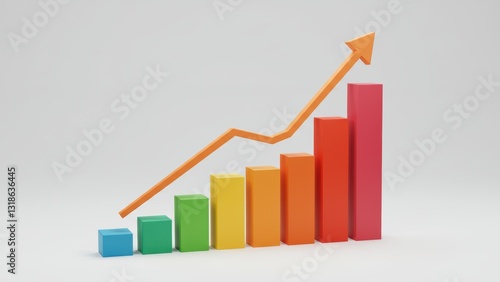 Free Download Colorful bar chart showing statistical growth with upward arrow representing financial progress and analytics concepts - GFXLoad