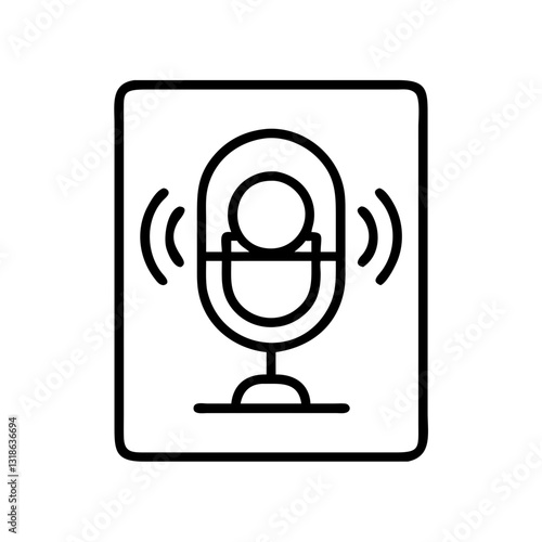 podcast cover art icon, podcast cover art line art - simple line art of podcast cover art, perfect for podcast cover art logos and icons