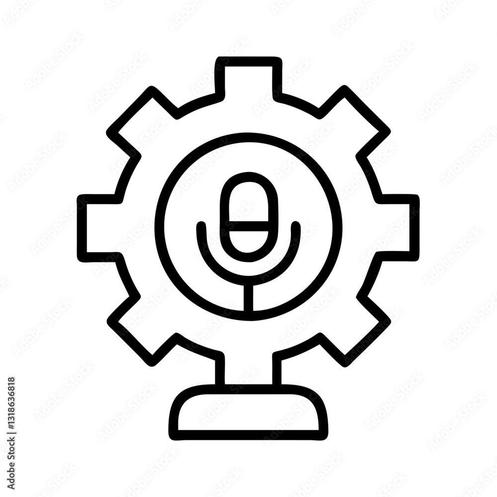 podcast gear icon, podcast gear line art - simple line art of podcast gear, perfect for podcast gear logos and icons podcast gear icon, podcast gear line art - simple line art of podcast gear, perfect for podcast gear logos and icons
