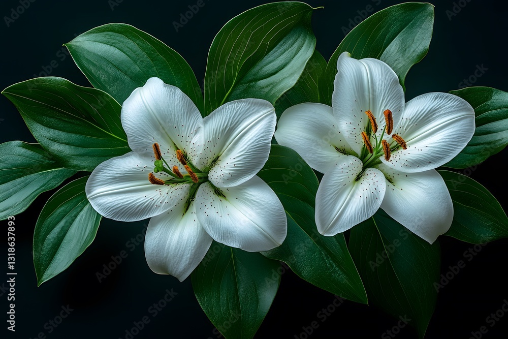 Fototapeta premium Elegant White Lilies Display for Floral Design and Nature Photography