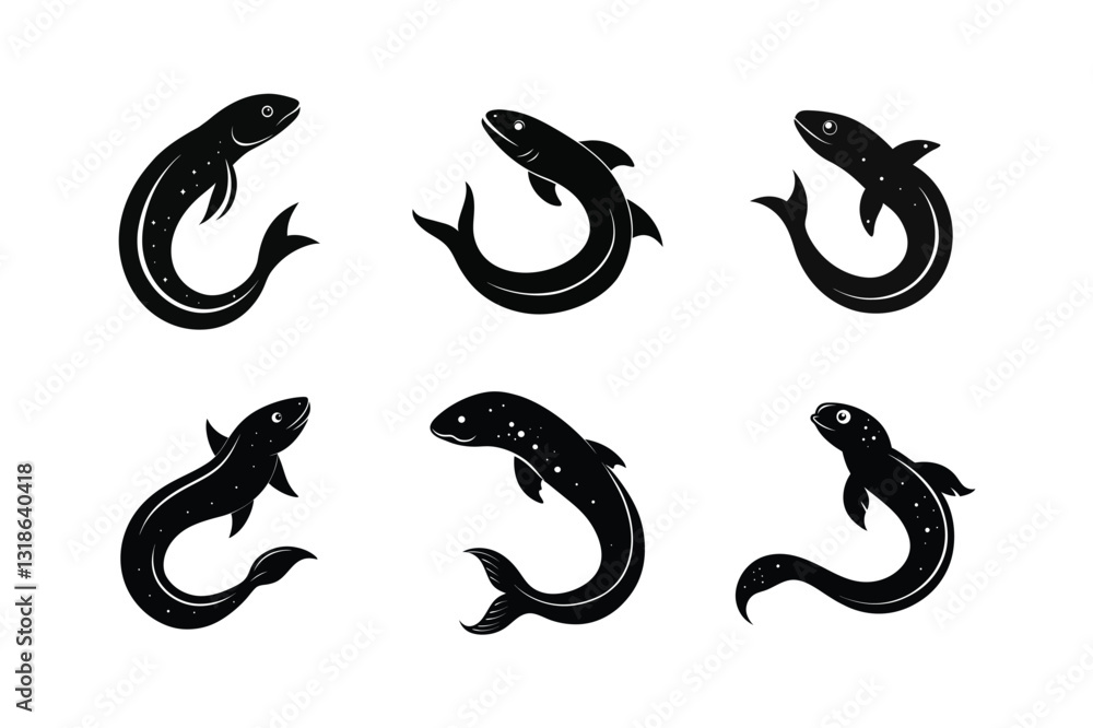 Obraz premium Sparkling Horizon Eel silhouette vector illustration