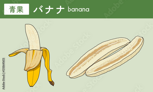 バナナ　皮　ハーフ　カット　banana　果物　野菜　