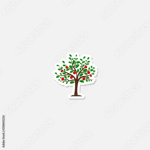 Apple tree fruit icon sticker isolated on gray background