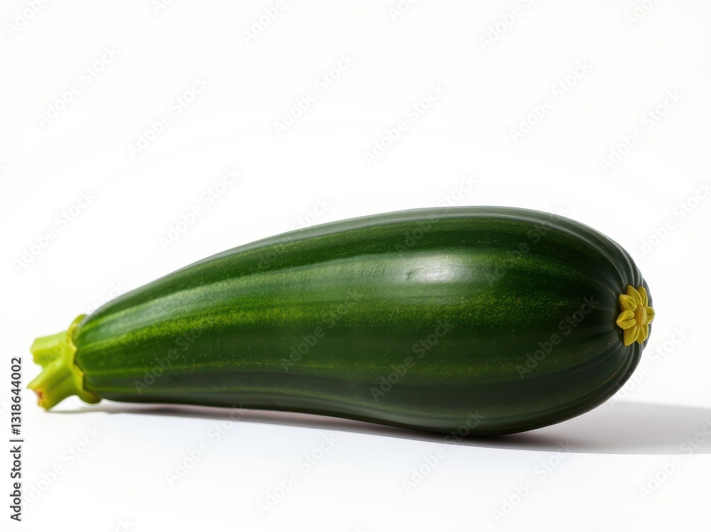 Single Green Zucchini on White Background Single Green Zucchini on White Background