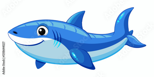3D Inflatable Blue Shark Illustration – Fun Summer Pool Accessory.