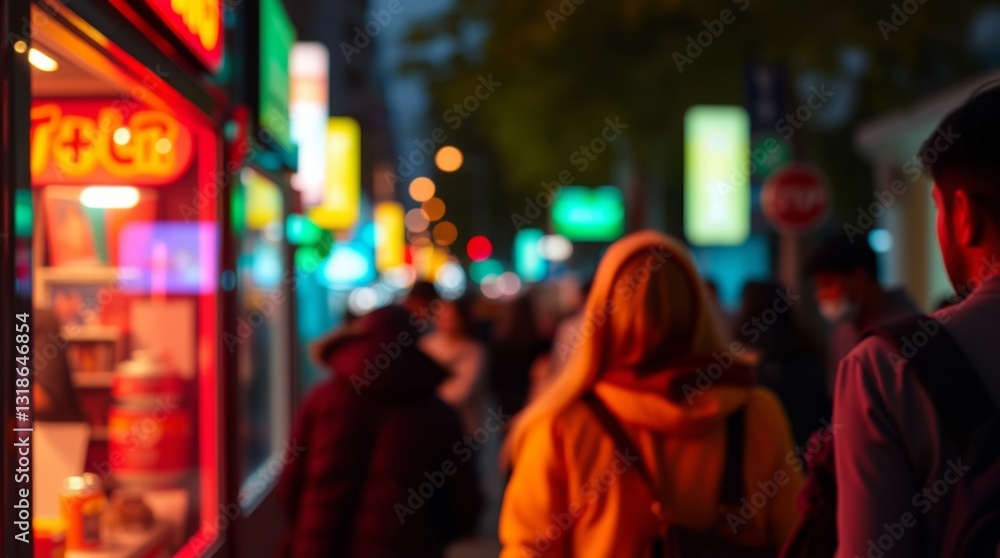 Candid street photography background template with glowing bioluminescent reds, oranges Candid street photography background template with glowing bioluminescent reds, oranges