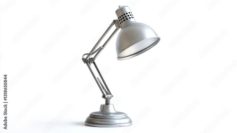Silver desk lamp, studio shot, white Silver desk lamp, studio shot, white