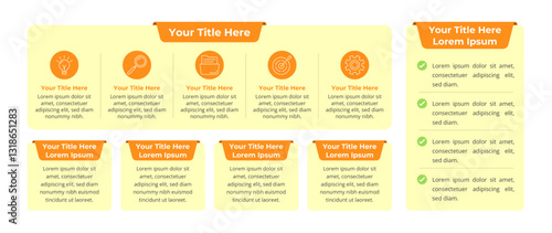 Table Infographic with Different Styles and Editable Text on a 16:9 Layout for Business Presentation, Poster, Banner and Booklet.