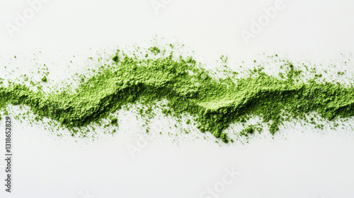 Wallpaper Mural Matcha green tea on white background. Matcha powder. Healthy concept. a line of green powder. Torontodigital.ca