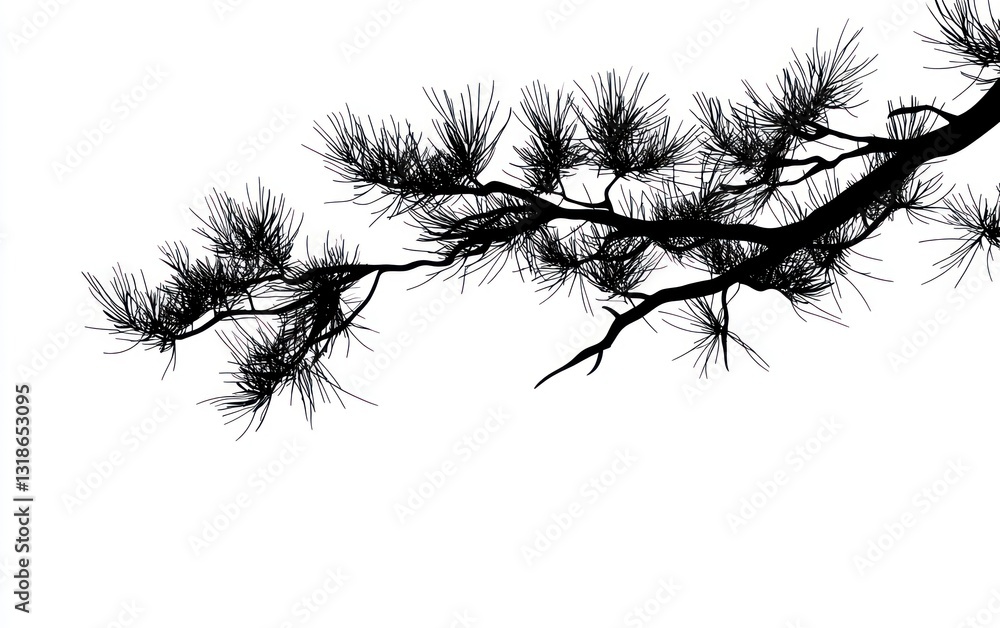 Silhouette of Pine Branch for Graphic Design and Winter Holiday Themes Silhouette of Pine Branch for Graphic Design and Winter Holiday Themes