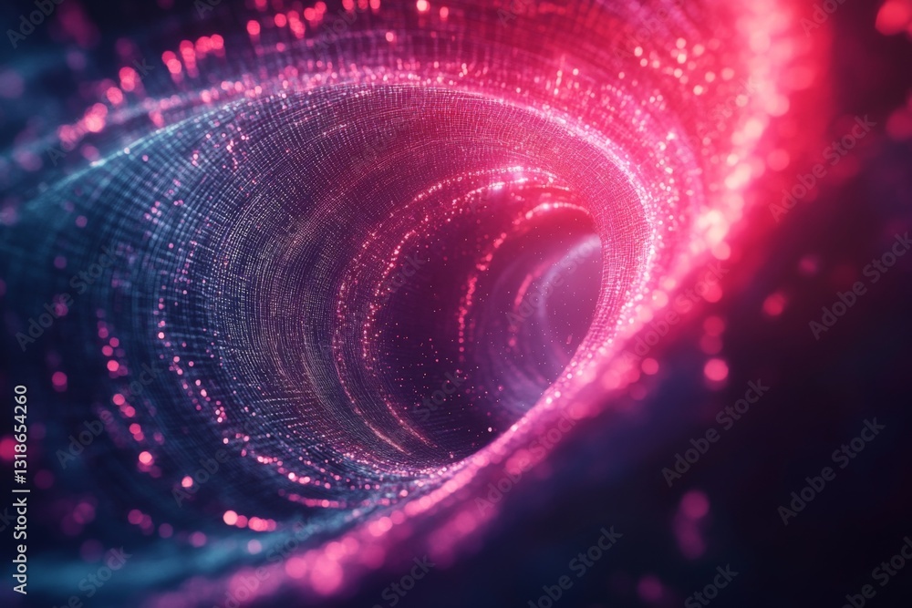 Colorful abstract swirl pattern representing digital motion and energy in a futuristic space environment