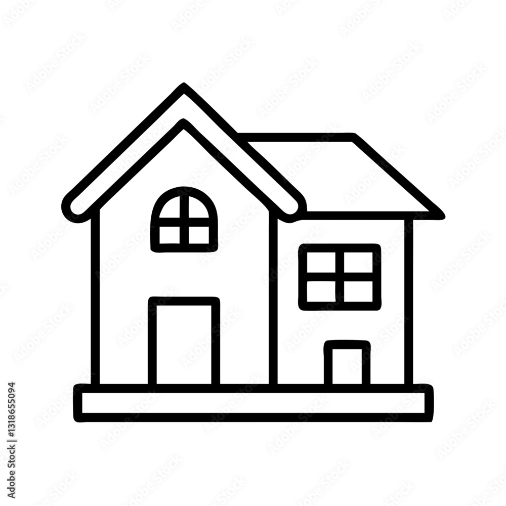 residential house icon, residential house line art - simple line art of residential house, perfect for residential house logos and icons residential house icon, residential house line art - simple line art of residential house, perfect for residential house logos and icons